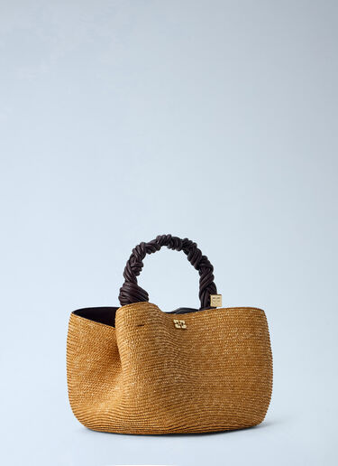 GANNI Bou Small Straw Top Handle Bag Yellow gan0265033