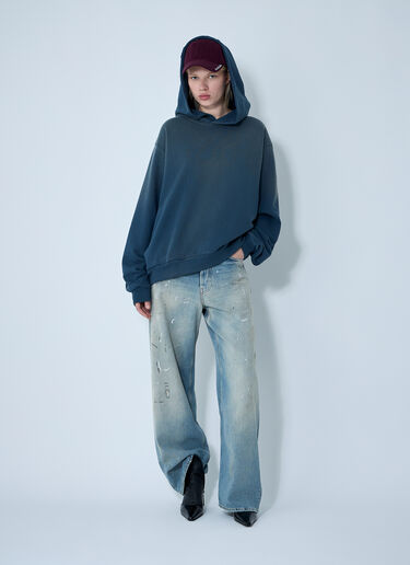 Acne Studios Hooded Logo Motif Sweatshirt Navy acn0361005