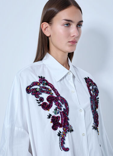 LN-CC® - Dries Van Noten: Embroidered Casia Oversized Shirt - White Dries Van Noten Embroidered Casia Oversized Shirt White dvn0265004