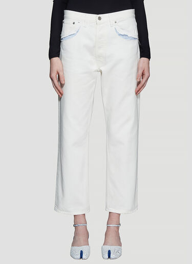 Maison Margiela Exposed Striped Pocket Jeans White mla0236006