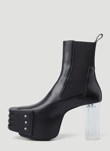 Rick Owens Grilled Platform Heeled Boots Black ric0149037