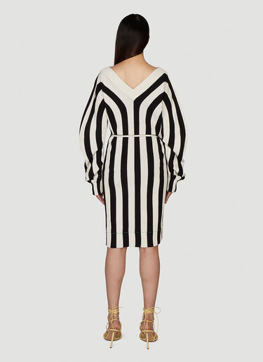 Bottega Veneta Stripe Knit Wrap Dress Black bov0247018