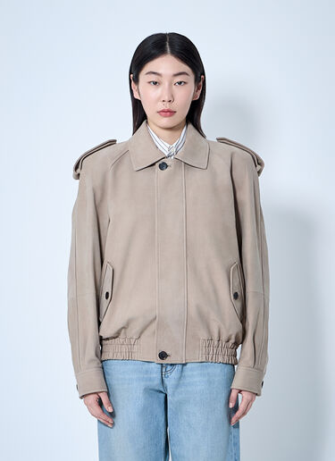 Saint Laurent Numbuck 飞行员夹克  乳白色 sla0260076