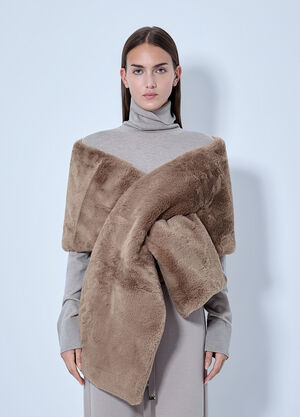 Max Mara Faux Fur Stole Brown max0266165