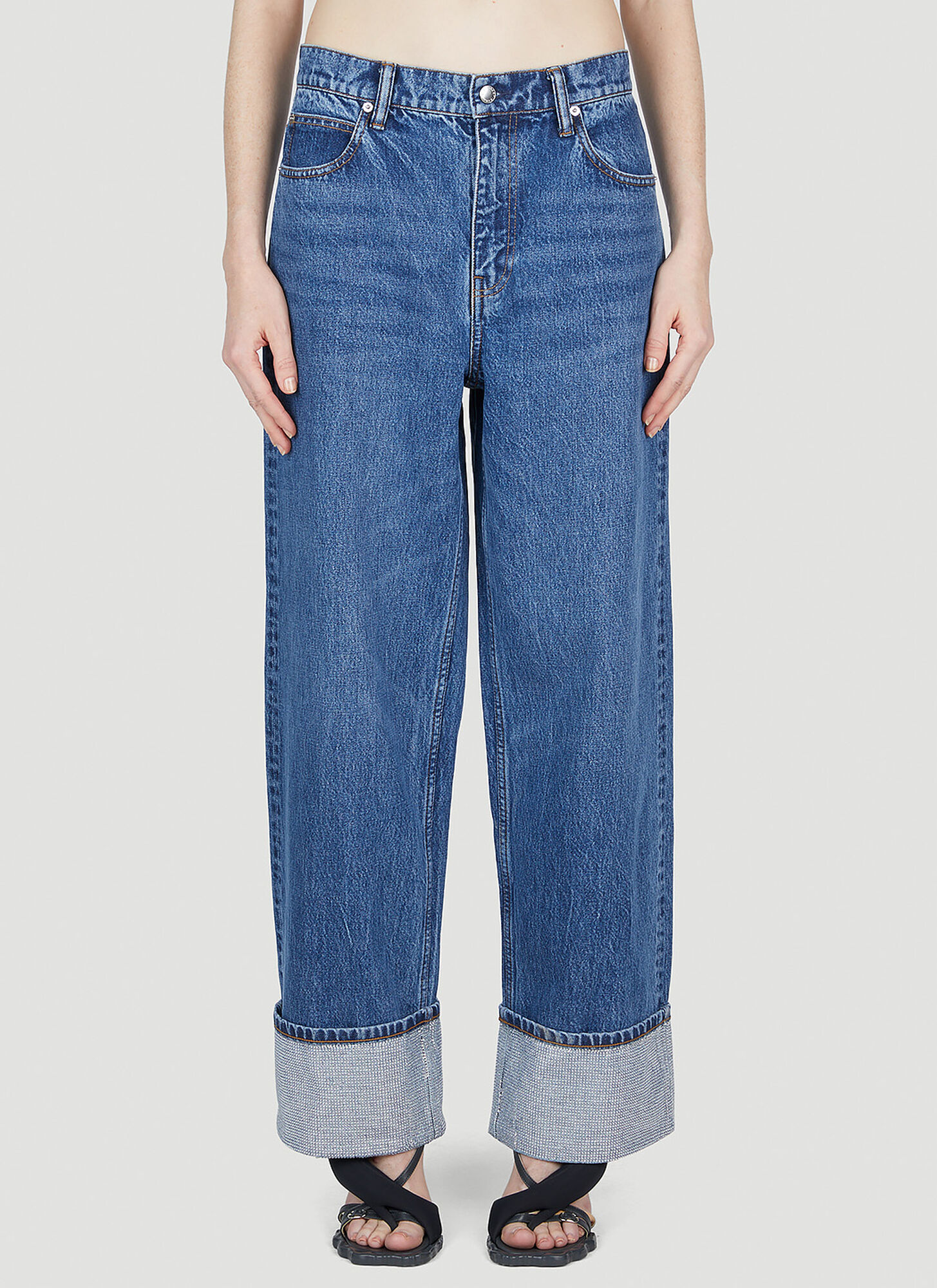 ALEXANDER WANG CRYSTAL CUFF JEANS 