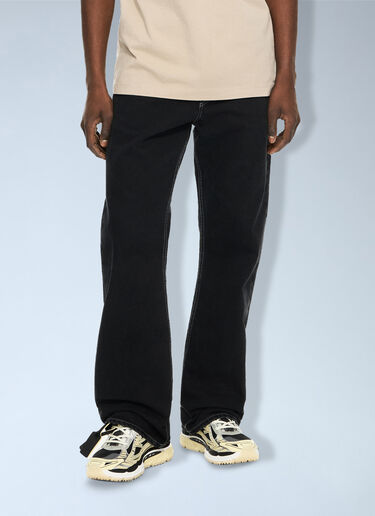 LN-CC® - Off-White: Half Arrow Slim Relaxed Jeans - Black Off-White Half Arrow Slim Relaxed Jeans Black ofw0164199