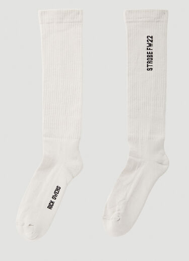 Rick Owens Logo Intarsia Socks Cream ric0249028