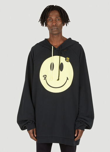 Raf Simons x Smiley Men's Big Fit Anniversary Hooded Sweatshirt in Black
