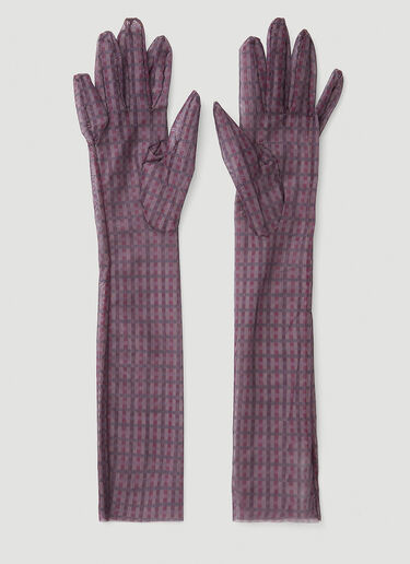 LOUISE LYNGH BJERREGAARD Long Check Gloves Purple llb0248008