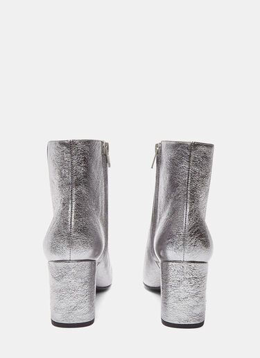 Saint Laurent Babies 70 Metallic Block Heeled Ankle Boots Silver sla0227019