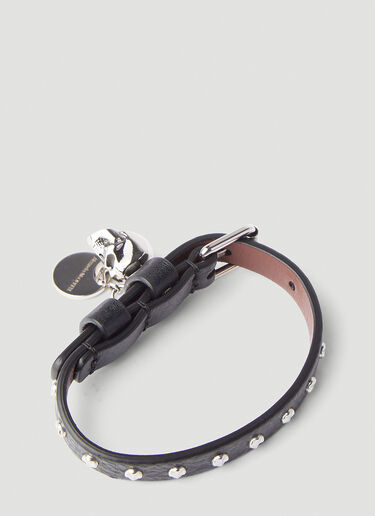 Alexander McQueen Single Wrap Leather Bracelet Black amq0145115