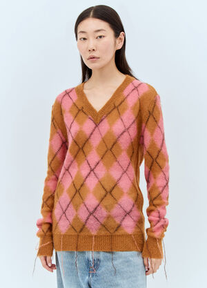Acne Studios Argyle Sweater Green acn0258003