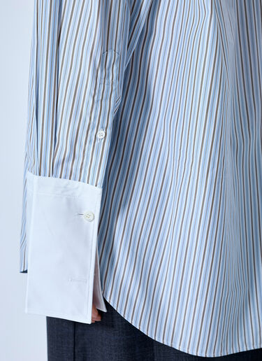 Prada Striped Poplin Long-Sleeved Shirt Blue pra0266031