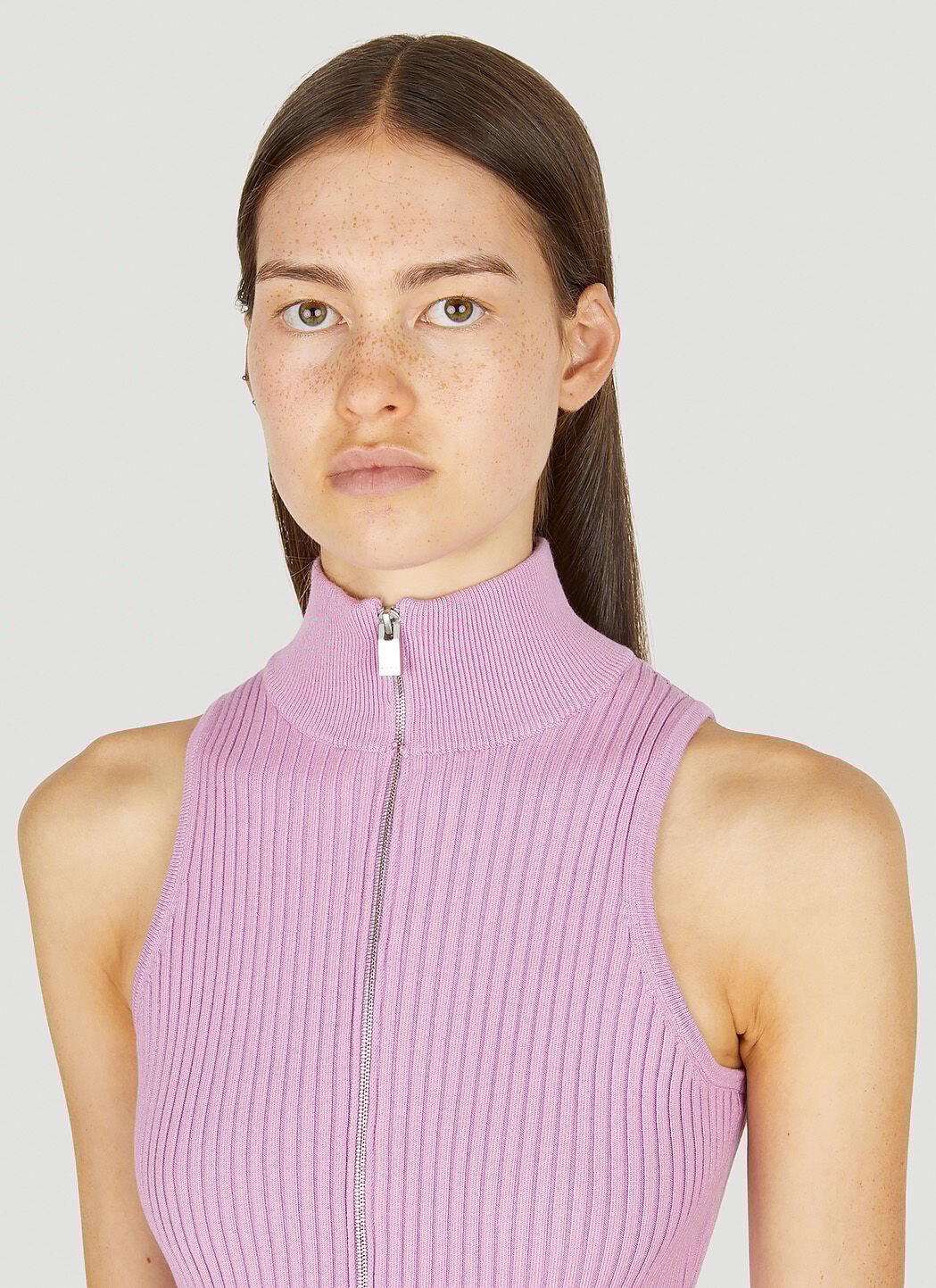 1017 ALYX 9SM Ribbed Knit Zip Up Dress in Pink | LN-CC