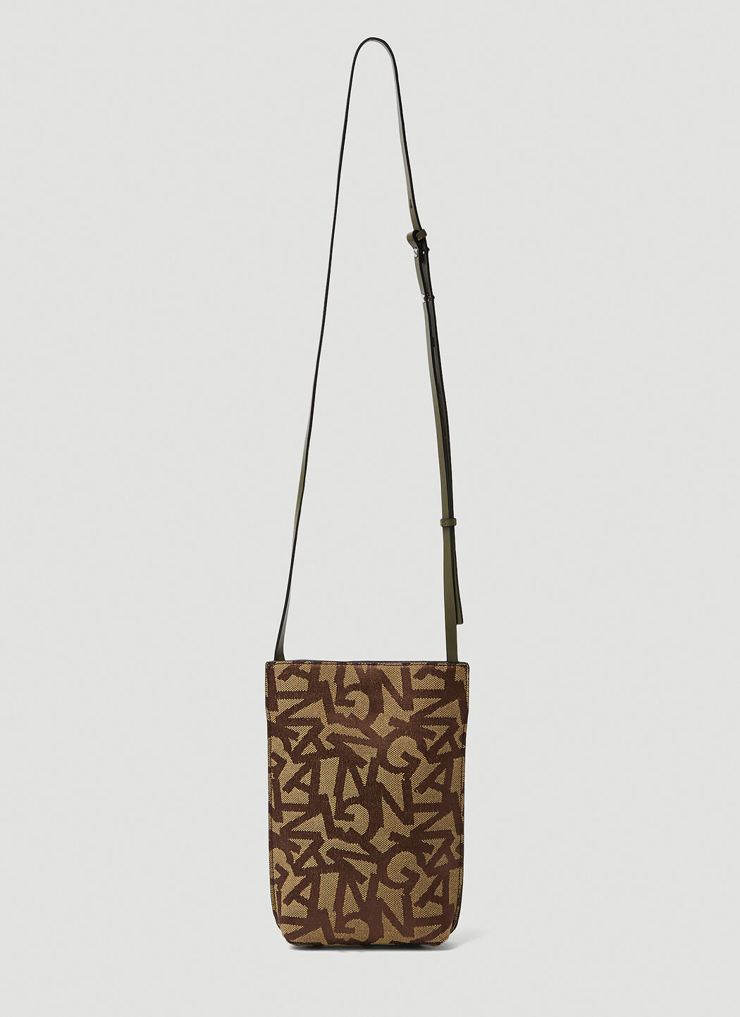 GANNI Banner Jacquard Small Shoulder Bag in Brown LN CC