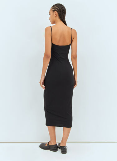 Logo Print Midi Dress Miu Miu Logo Print Midi Dress Black miu0258064