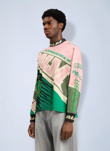Palm Angels Racing Loose Long-Sleeved T-Shirt Green pma0164150