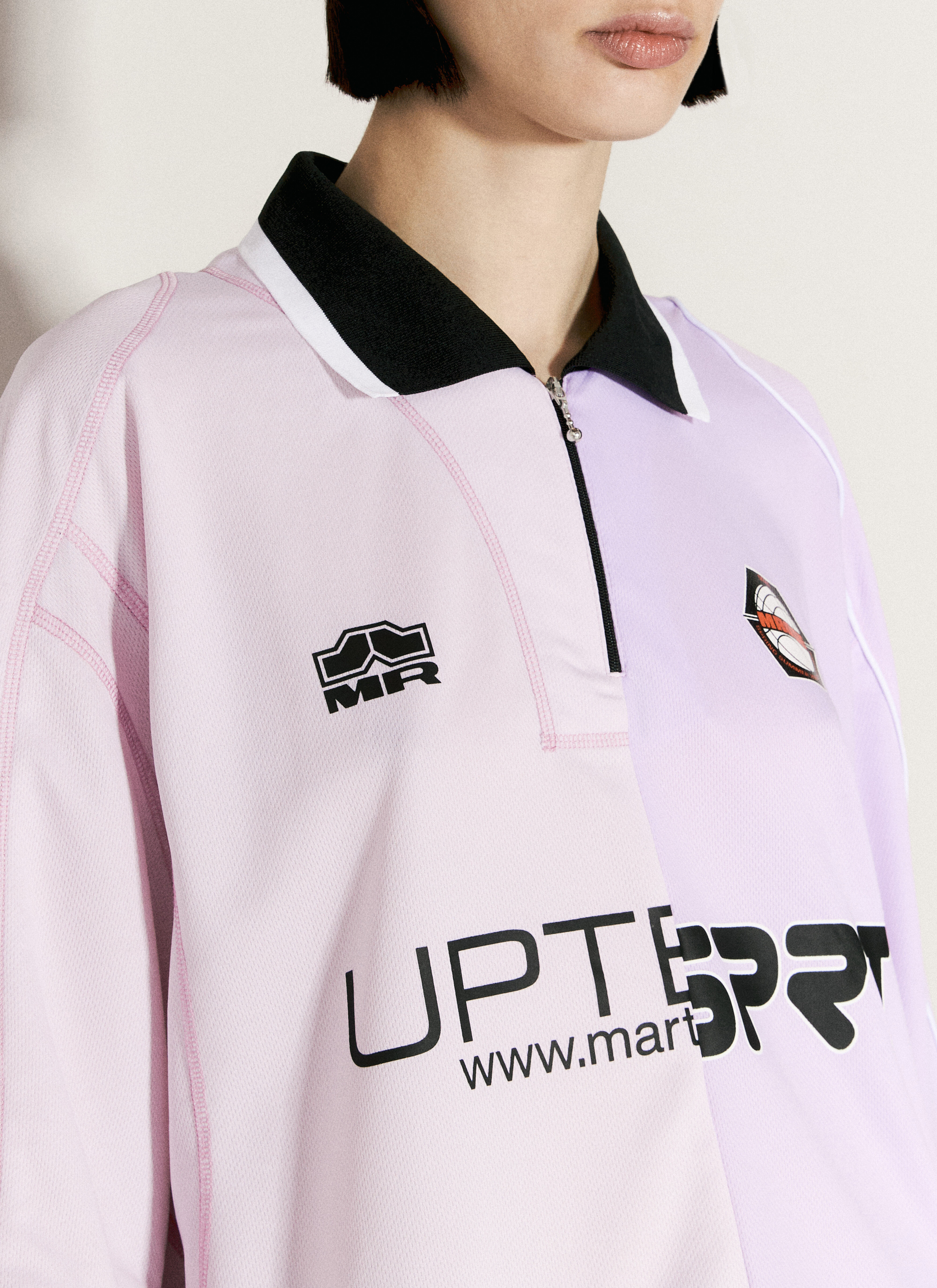 Martine Rose Women's' Half And Half Football Top in Lilac Martine Rose Women's' Half And Half Football Top in Lilac