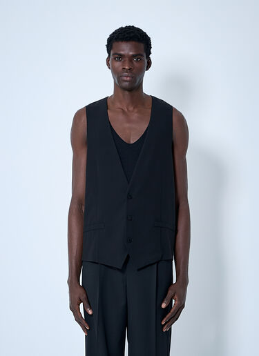Saint Laurent Silk Crepe Waistcoat Black sla0160004