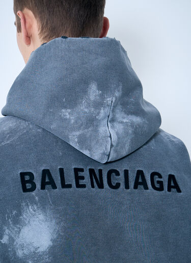 Balenciaga Logo Print Hooded Sweatshirt Grey bal0159013