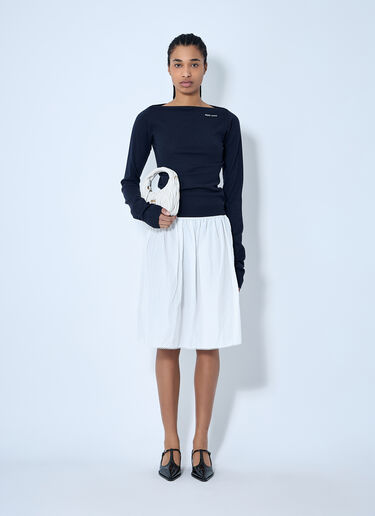 Miu Miu Logo Motif Wool Sweater Blue miu0260040