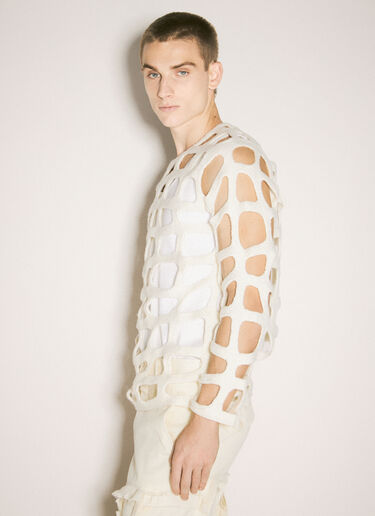 Comme des Garçons Homme Plus 镂花羊毛针织衫 乳白色 hpl0158006