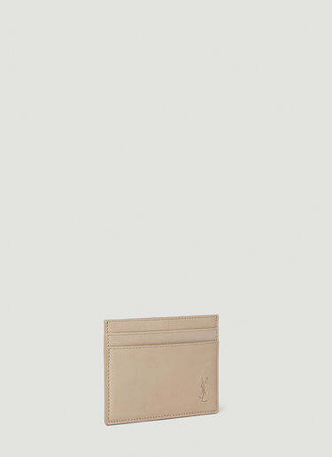 Saint Laurent Debossed Logo Cardholder in Beige