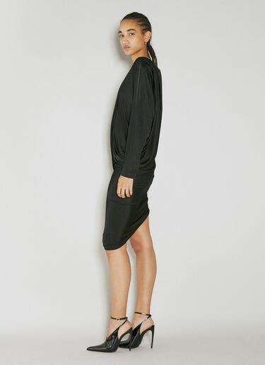 Saint Laurent Draped Fluid Dress Black sla0253020