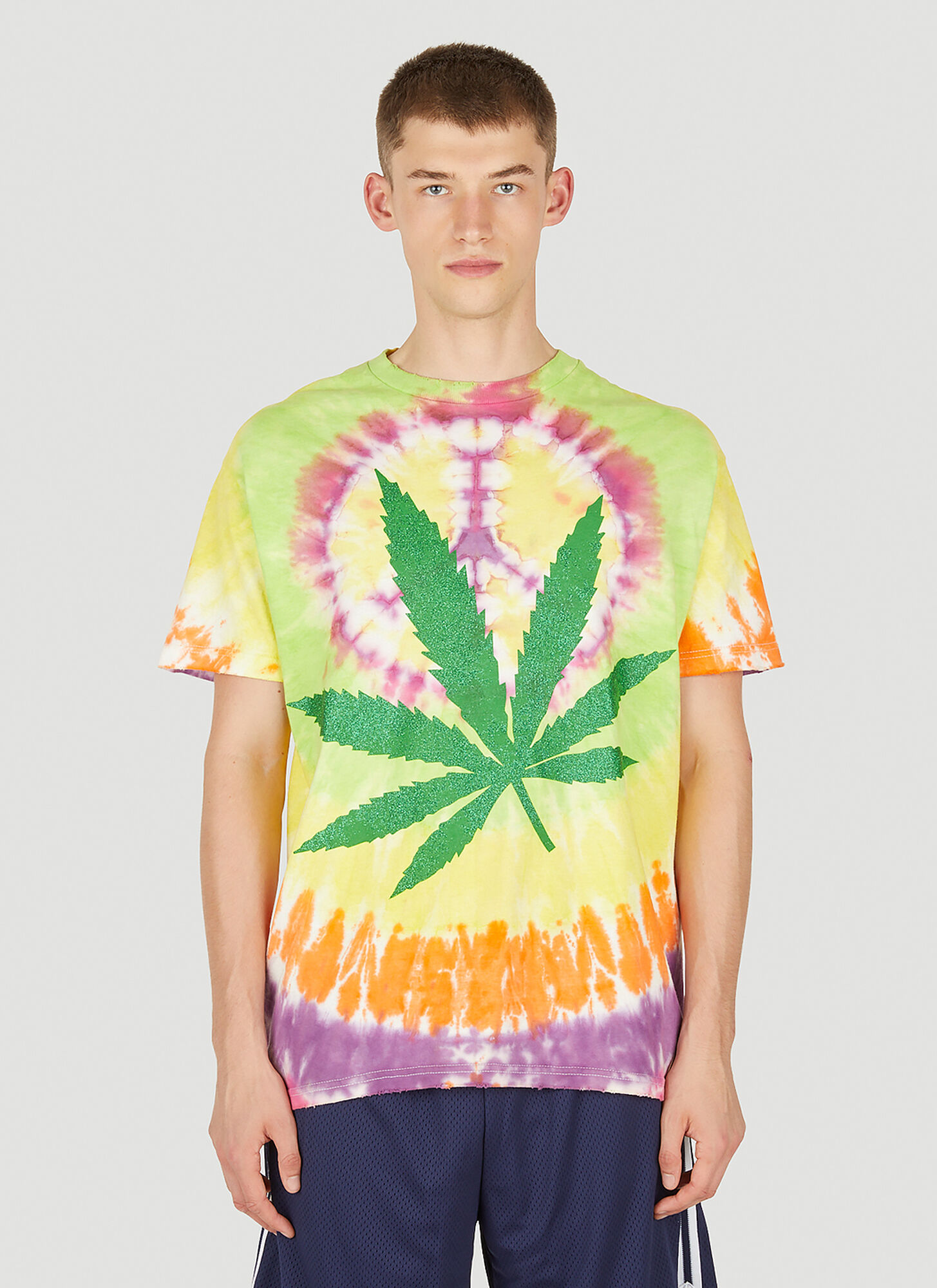 Gallery Dept. Distressed Tie-dyed Printed Cotton-jersey T-shirt In Yellow