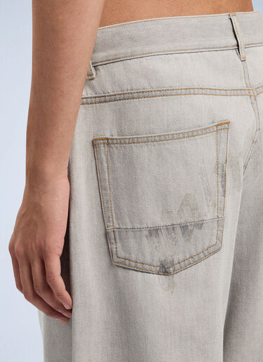 Curved Logo Loose Denim Pants Palm Angels Curved Logo Loose Denim Pants Light Grey pma0162099