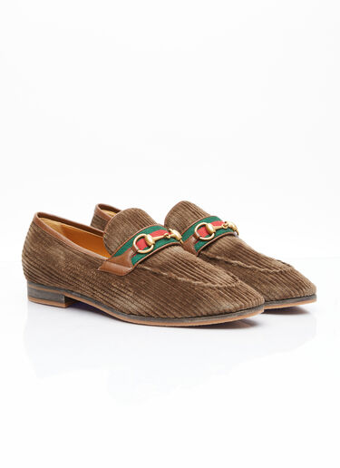 Gucci Horsebit Corduroy Loafers Brown guc0154023