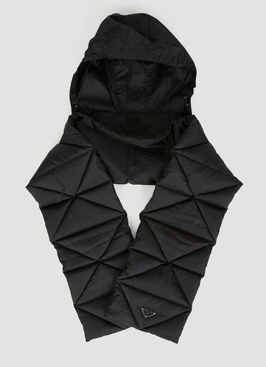 Prada Re-Nylon Quilted Hooded Scarf Black pra0349004