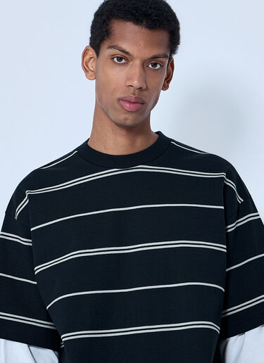 Comme des Garçons Homme Striped Cotton Jersey T-Shirt Black cdh0164003
