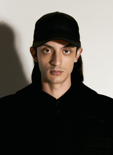 Saint Laurent Logo Embroidery Gabardine Baseball Cap Black sla0156055