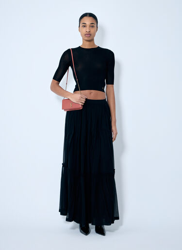 Saint Laurent Ruffled Silk Skirt Black sla0259131