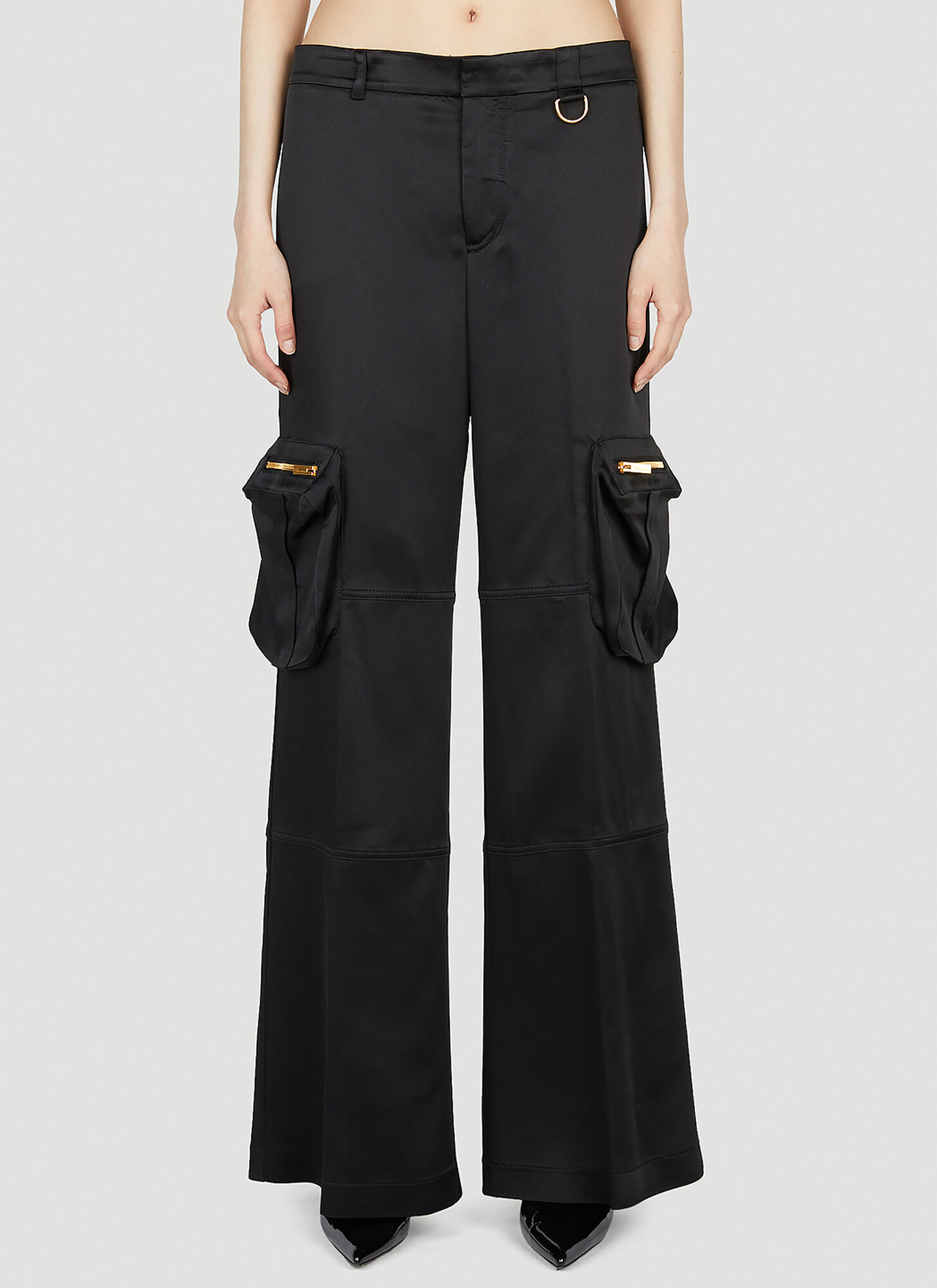 Blumarine Wide-leg Cargo Trousers In Black