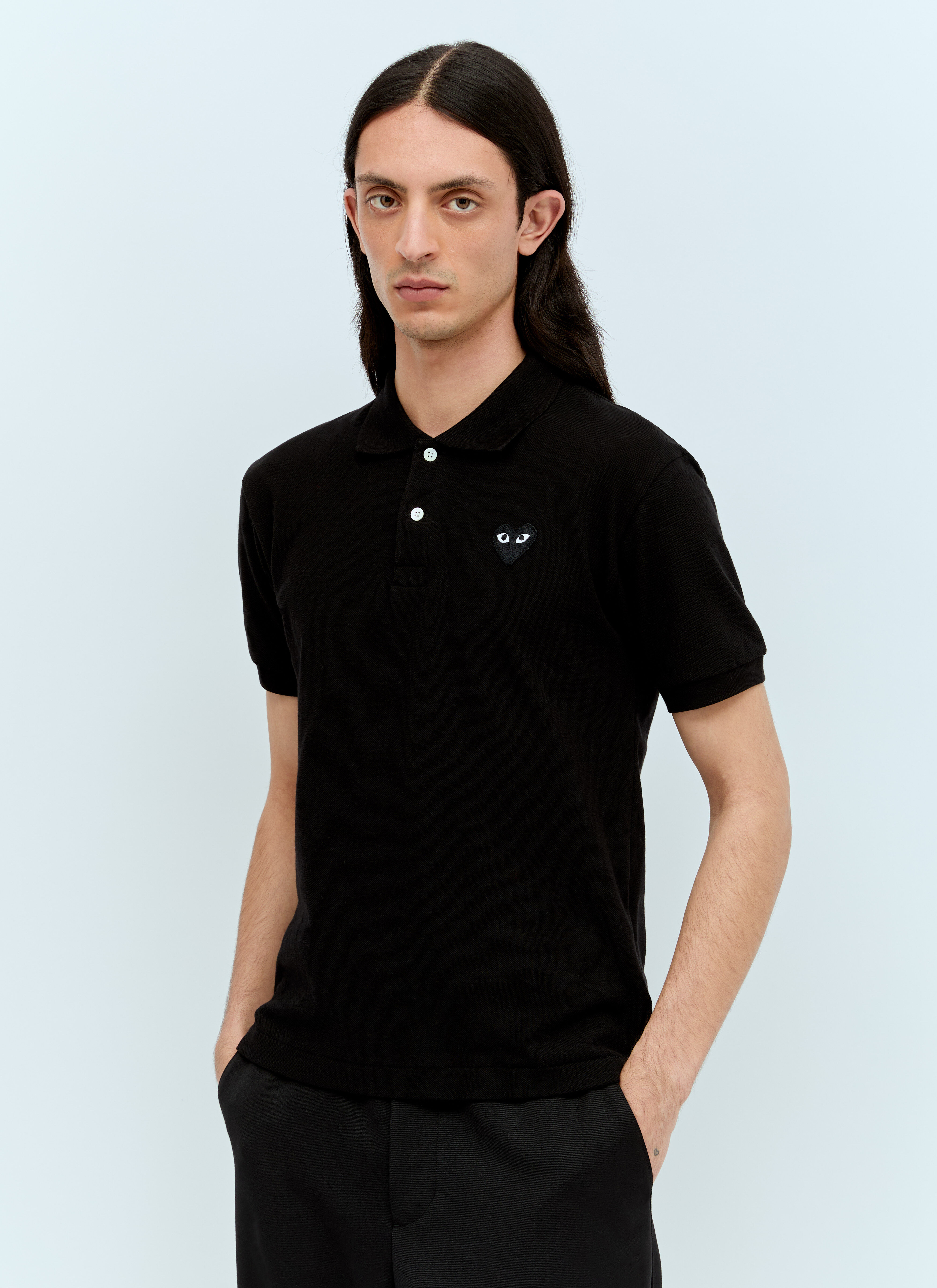 Comme Des Garçons PLAY Logo Patch Polo Shirt Black cpl0356001