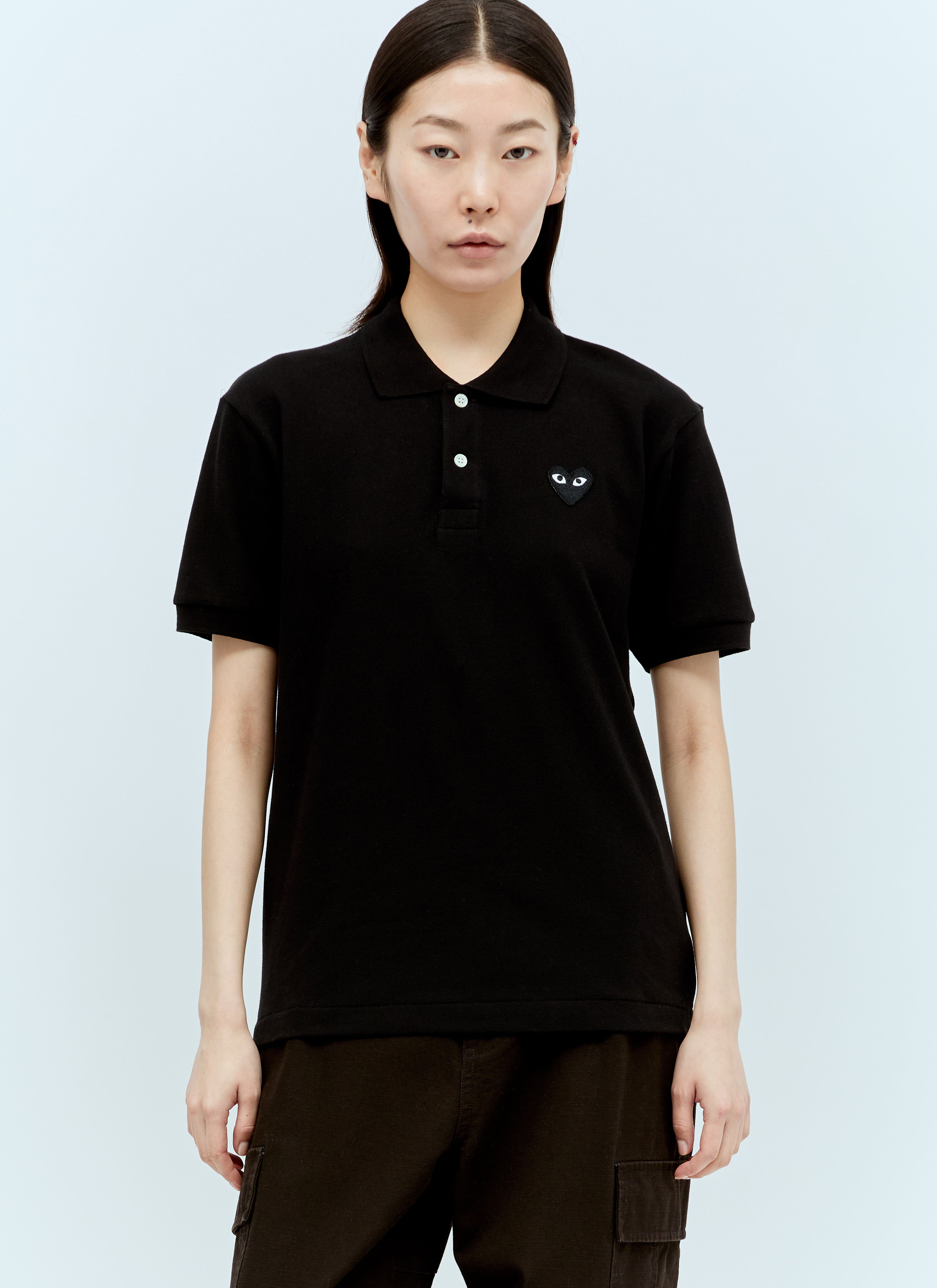 Comme Des Garçons PLAY Logo Patch Polo Shirt Black cpl0356013