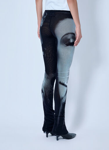 LN-CC® - Jean Paul Gaultier: Mesh Printed Smoking Women Flare Pants - Black Jean Paul Gaultier Mesh Printed Smoking Women Flare Pants Black jpg0266018