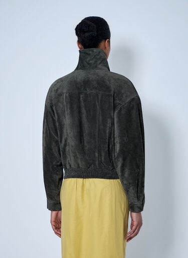 LN-CC® - Saint Laurent: High Collar Suede Jacket - Dark Grey Saint Laurent High Collar Suede Jacket Dark Grey sla0263003
