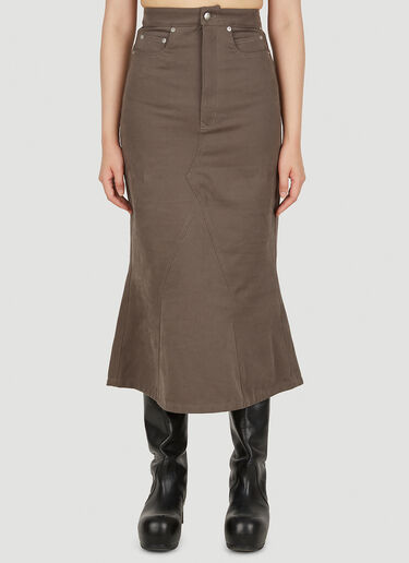 Rick Owens Denim Godet Skirt Brown ric0249010