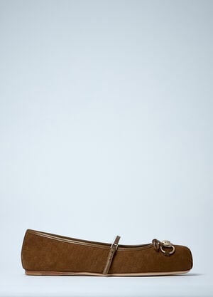 Gucci 马衔扣芭蕾平底鞋  棕色 guc0259035