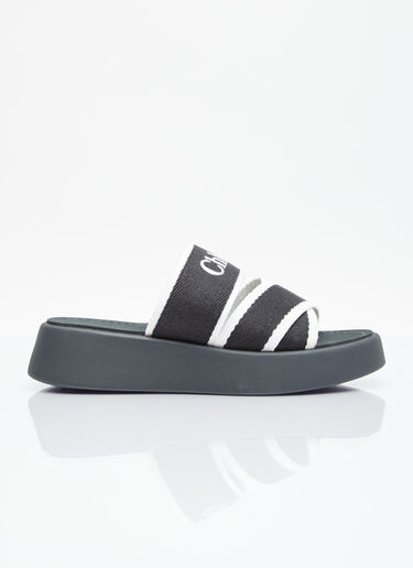 Chloé Logo Embroidery Platform Slides Black chl0255025