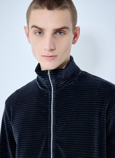 Our Legacy Phantom Stripe Velour Zip-Up Sweatshirt Blue our0160023