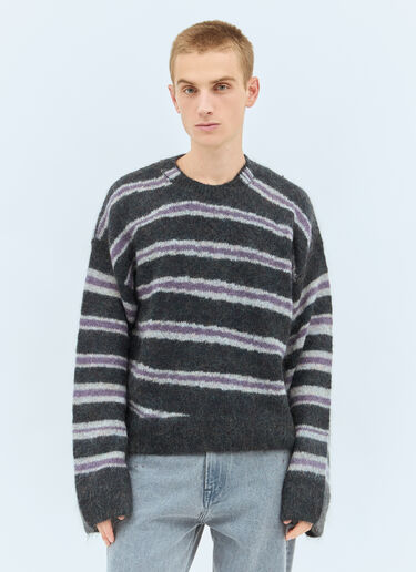 Acne Studios Striped Mohair-Blend Sweater Grey acn0158004