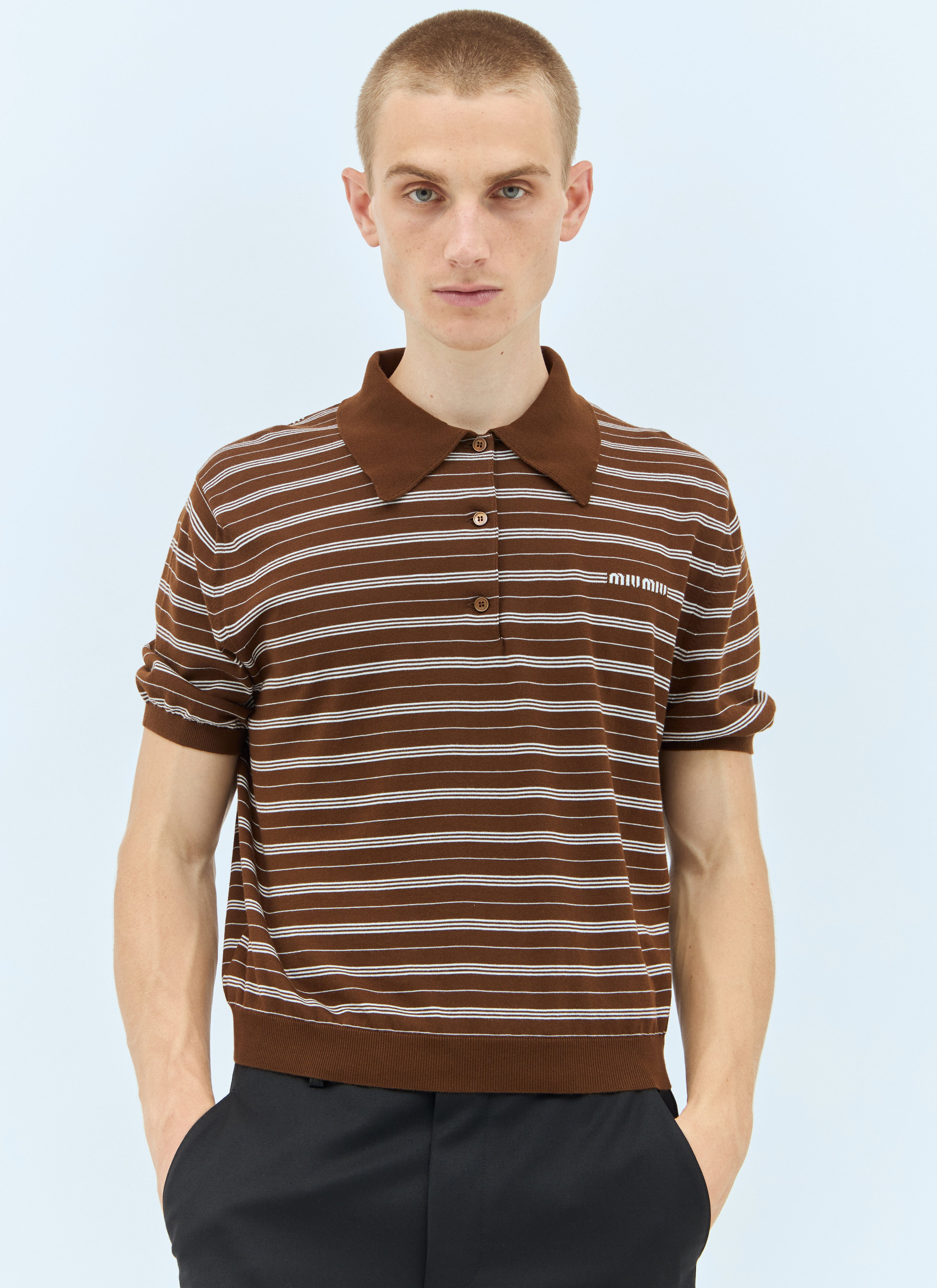 Miu Miu Men s Striped Polo Shirt in Brown LN CC