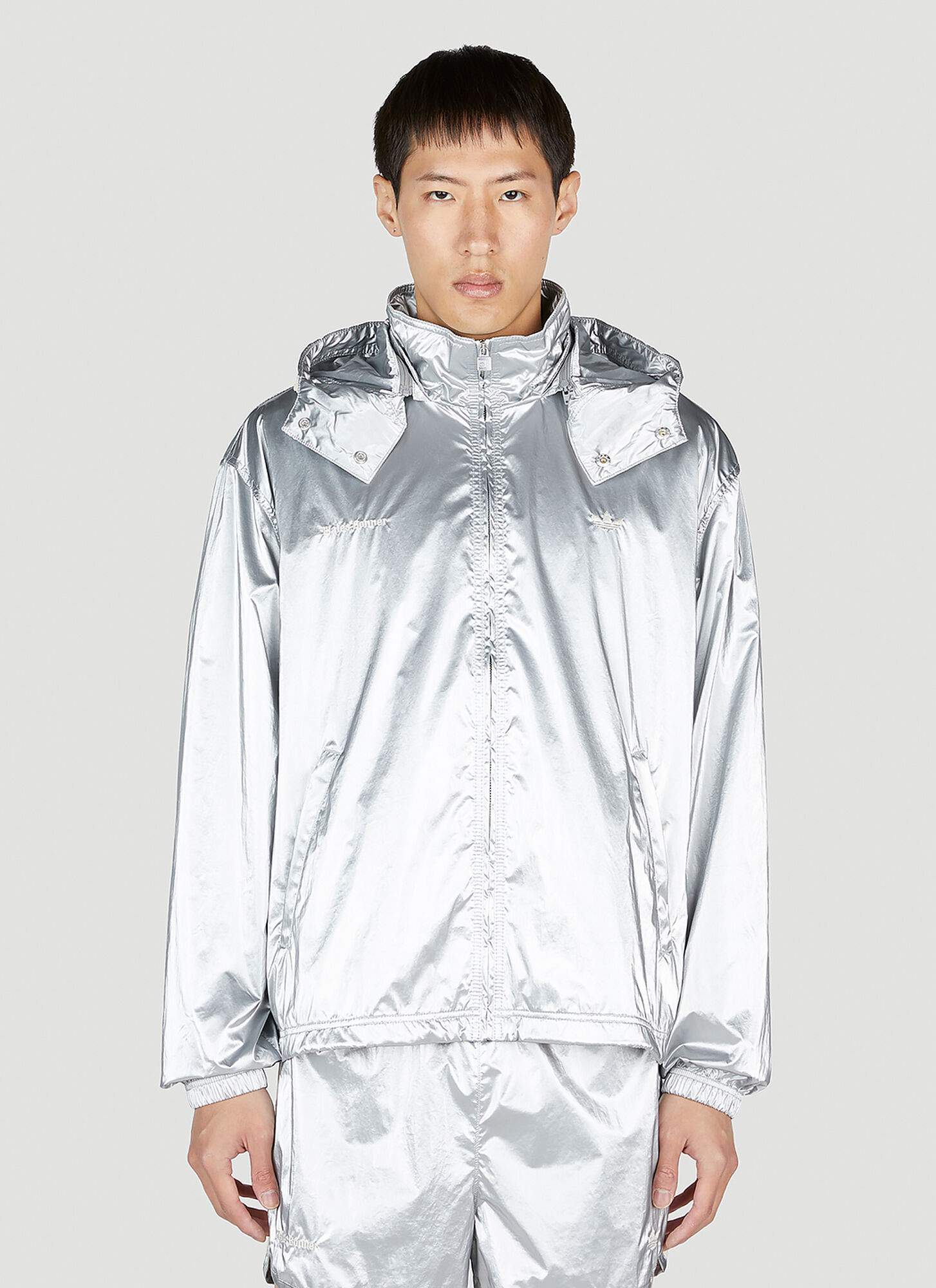 Shop Adidas Originals Metallic Anorak Track Jacket In Silver