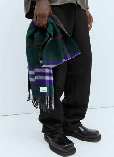 コントラストチェックカシミアスカーフ Burberry コントラストチェックカシミアスカーフ グリーン bur0154028