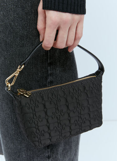 GANNI Butterfly Small Pouch Satin Handbag Black gan0254023