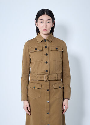 Saint Laurent Cotton Serge Crop Jacket Brown sla0259008